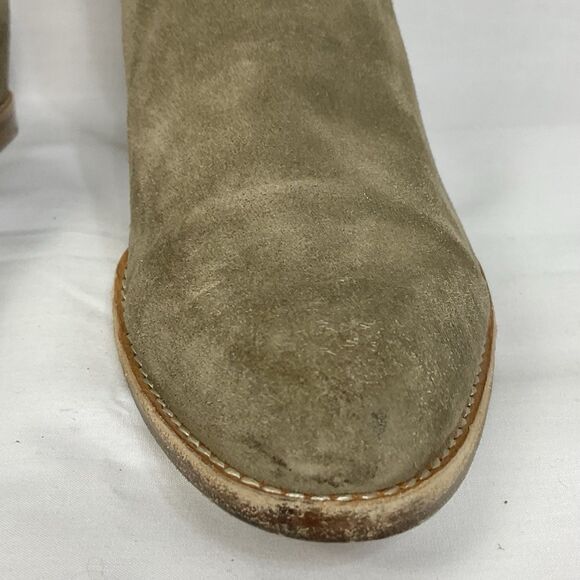 VINCE. Flint Tan Sinclair Ankle Booties Almond Toe Wedge Leather Boots Sz 9.5 M - Picture 7 of 14